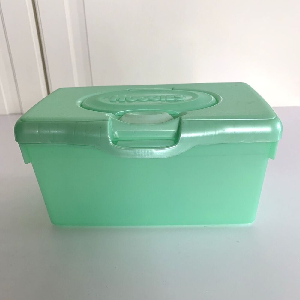 HUGGIES Baby Wipes Pop Up Container Empty Tub Refillable Green